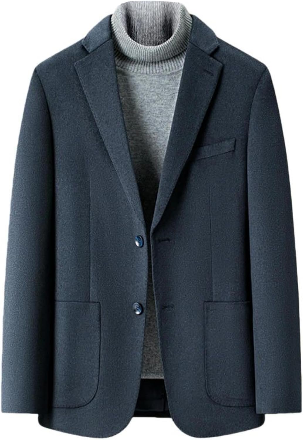 Men's Autumn Winter Wool Cashmere Plaid Lapel Business Blazer