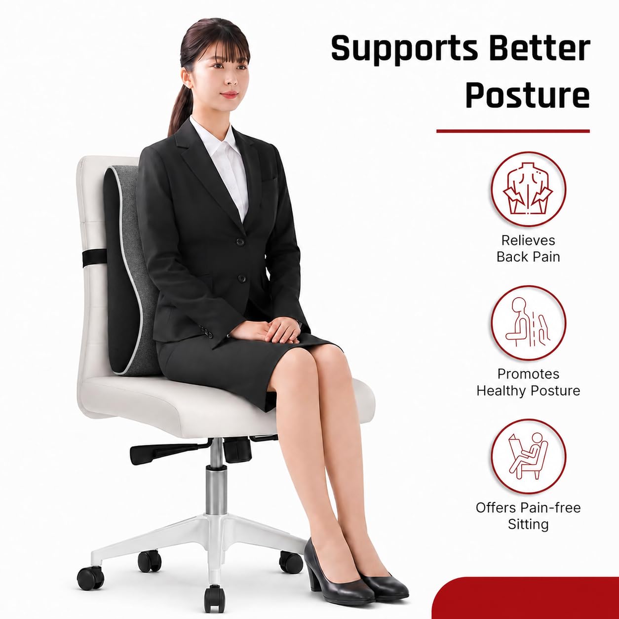 ValorX Lumbar Support Pillow with Massager - Back Pain Relief -4 ValorX Lumbar Support Pillow with Massager - Back Pain Relief -4