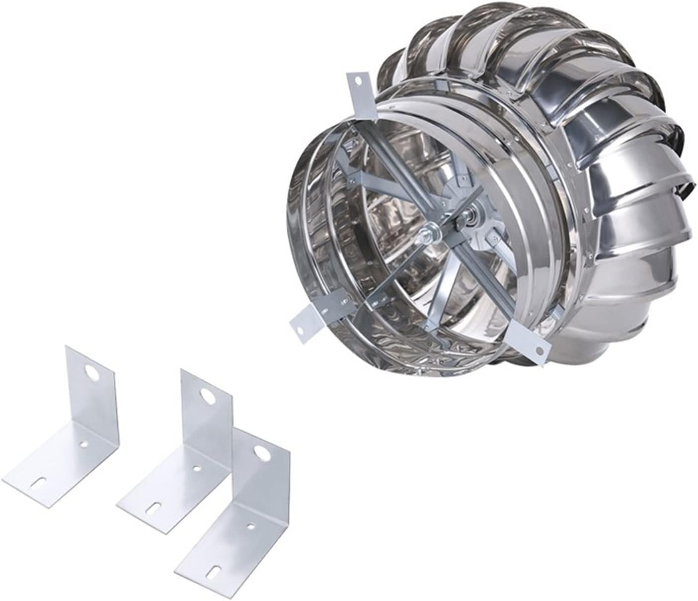 Stainless Steel Roof Turbine for House Chimney/Attic Exhaust Vent, Round Ball Shaped Air Exhaust Cap, Non Power Ventilation Grille Cover (Size : Dia.300mm)