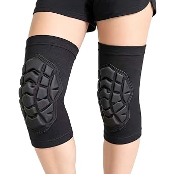 Adult Knee Pads for Men & Women - Elastic Sleeves & Flexible Pads, Black M | Wrestling Kneepads for Volleyball, Basketball, Football, Compression Knee Support for Dancing, Biking, Fitness, Muay Thai