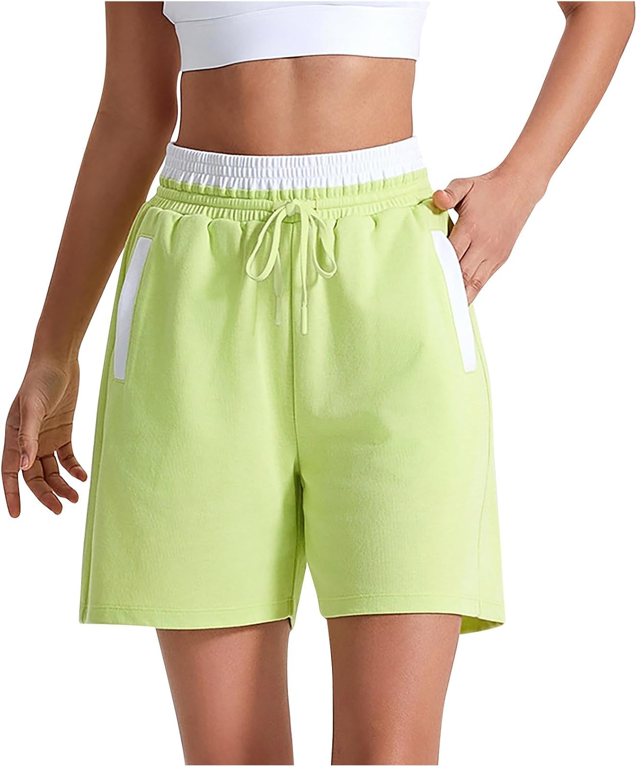 Womens Athletic Shorts Cozy Drawstring Lounge SweatShorts Loose Fit Comfy Running Bermuda Short Pants with Pockets