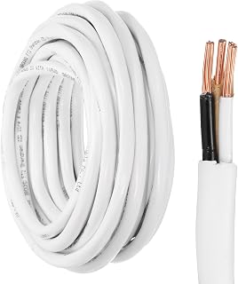 MECCANIXITY 14/2 NM-B Wire with Ground, 25Ft 14AWG 600V UL-Listed Pure Copper Wire 2 Conductor Non-Metallic Sheathed Electrical Cable for Residential Commercial Indoor Wiring(White)