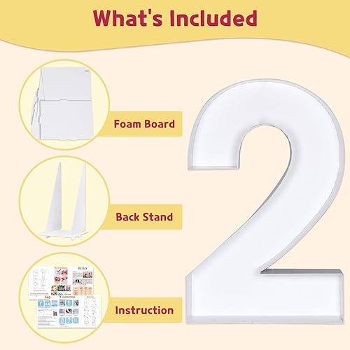 Miniatura 4 de imprsv Números de mosaico de 3 pies para globos, marco de números de mosaico de globos, número de marquesina, decoraciones de cumpleaños de 12 y 20