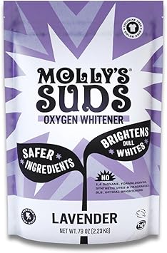 Mollys Suds Oxygen Whitener | Powerful Bleach Alternative, Chlorine Free & Color Safe | Brightens Whites and Removes Stains Lavender Essential Oil - 79 oz