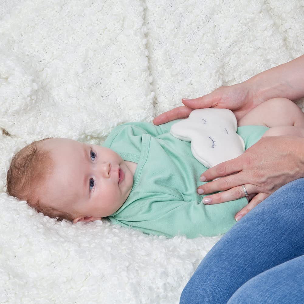 GRÜNSPECHT 147-K1 Coussin chauffant, moelleux, pour bébés et tout-petits, en cas de ballonnements et de douleurs abdominales, motif de nuage de pépins de raisin