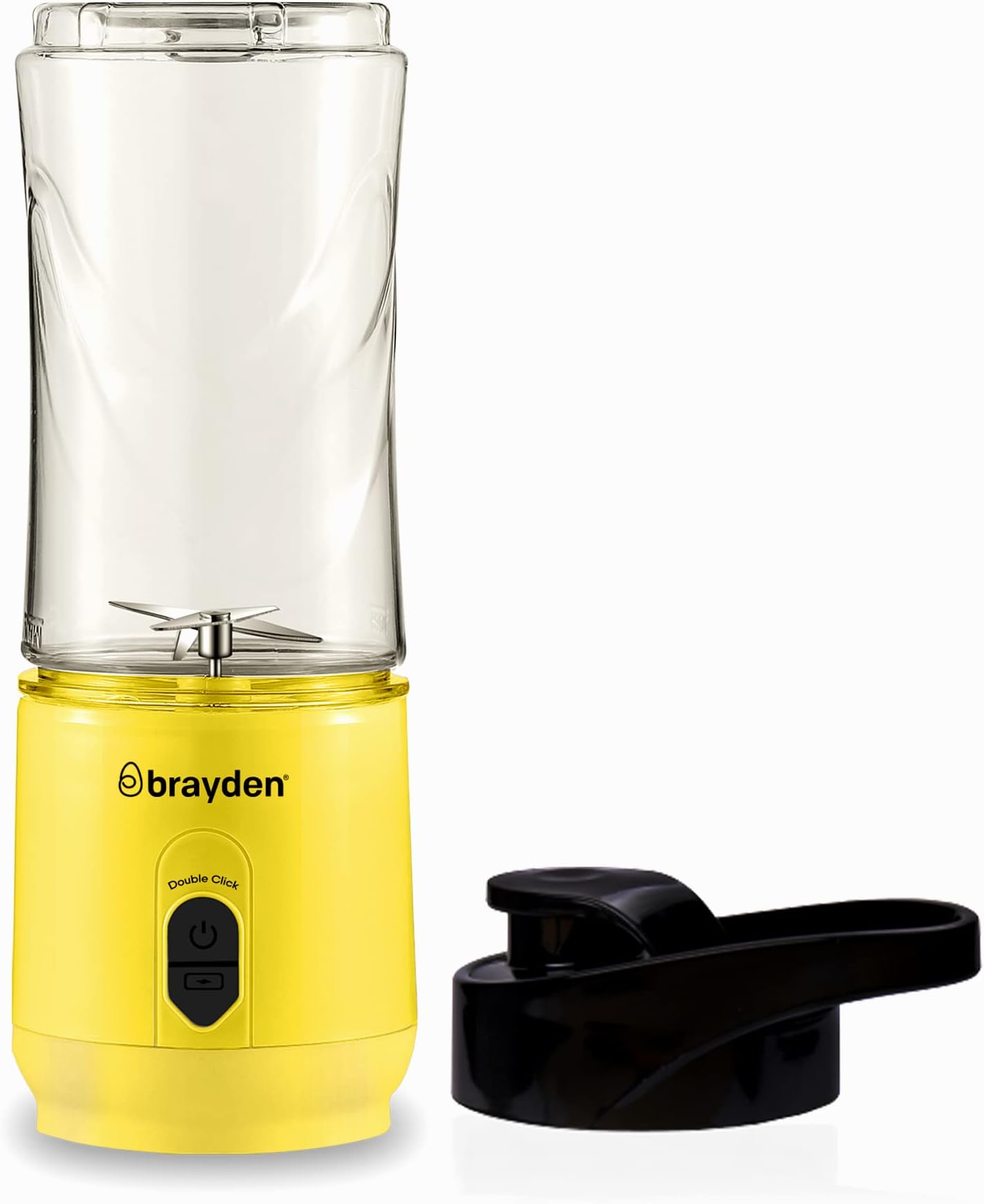 Brayden Fito Atom, Portable Smoothie Blender with 2000 mAh Rechargeable Battery and 3.7V Motor with 400ml Tritan Jar (Yellow)