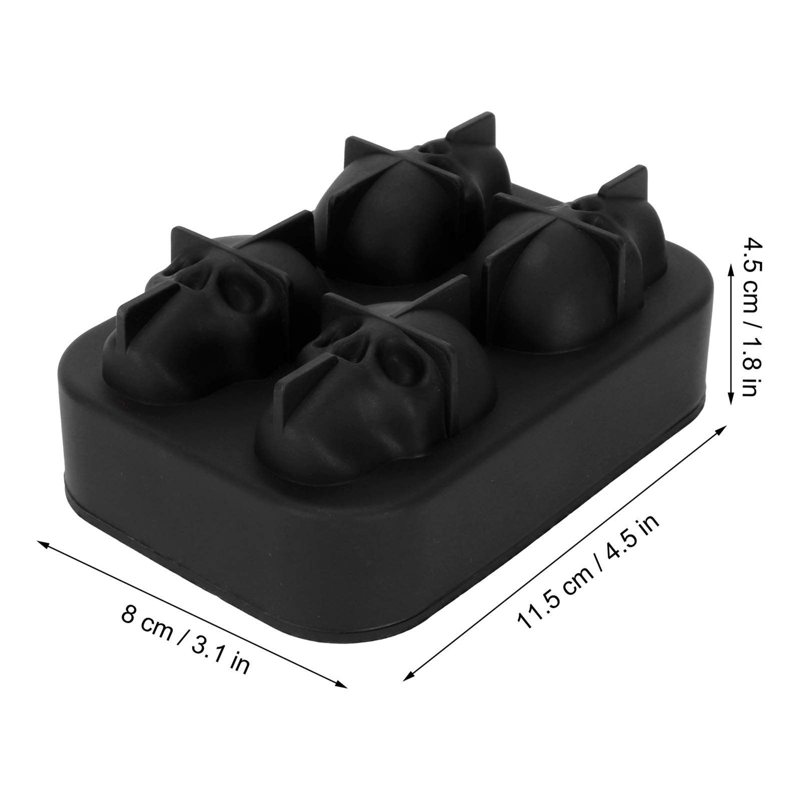 MTKO Stampo per cubetti di ghiaccio 3D extra large, in silicone flessibile, per whisky, 4 cavità