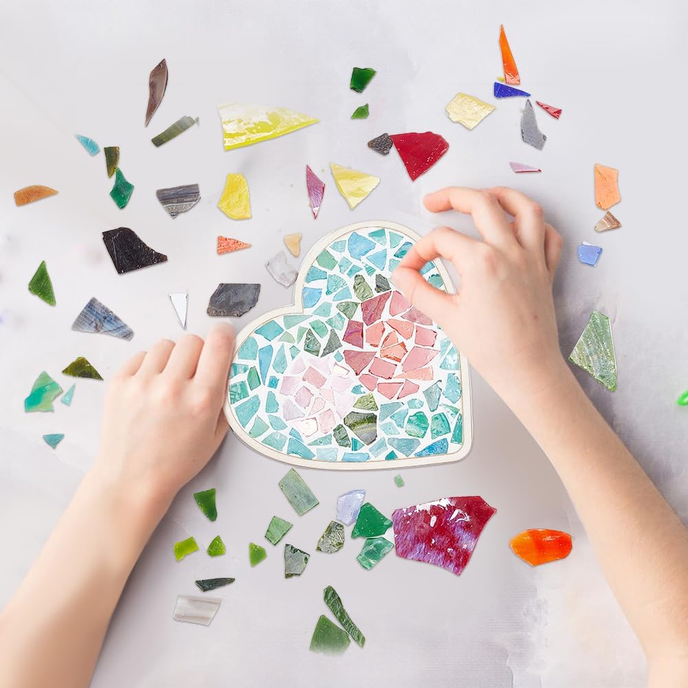 WEBEEDY 2 Set Mosaic Kit Roses Heart Mosaic Coaster Kit Craft Activity Make a Heart Decoration for Home Tableware Trivet Placemat Table Decor, Grout and Glue Not Included