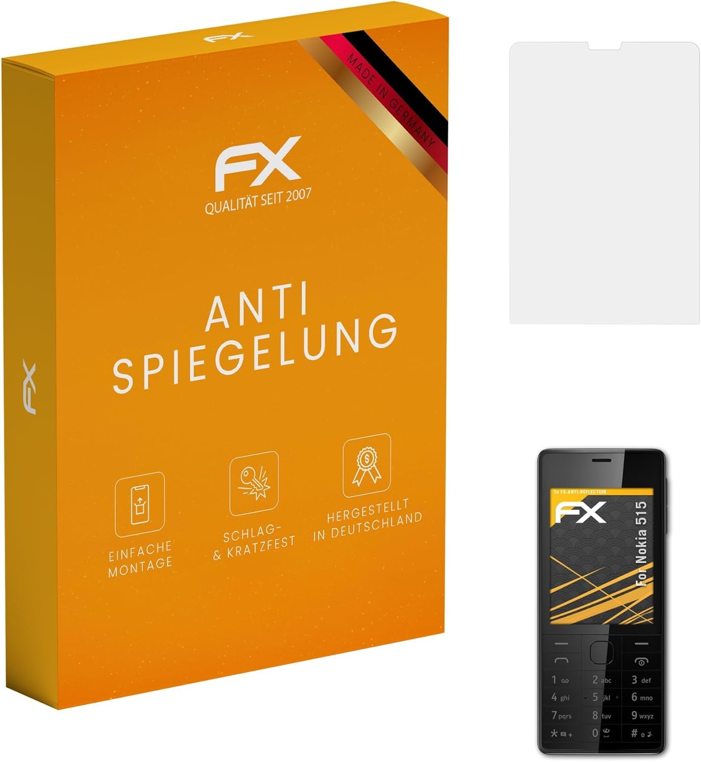 atFoliX Screen Protector compatible with Nokia 515 Screen Protection Film, anti-reflective and shock-absorbing FX Protector Film (3X)