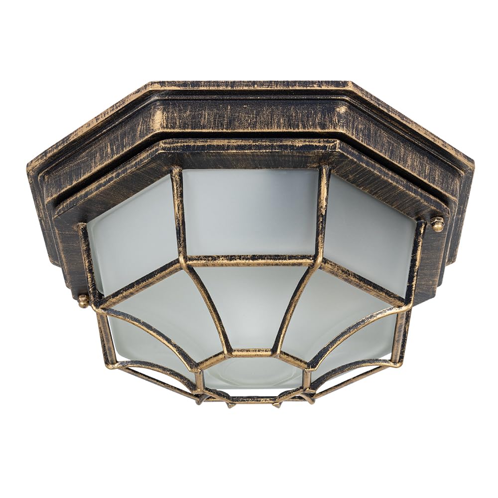 Luce a soffitto esterna in metallo nero con paraluce in vetro bianco – Lampada con cavo