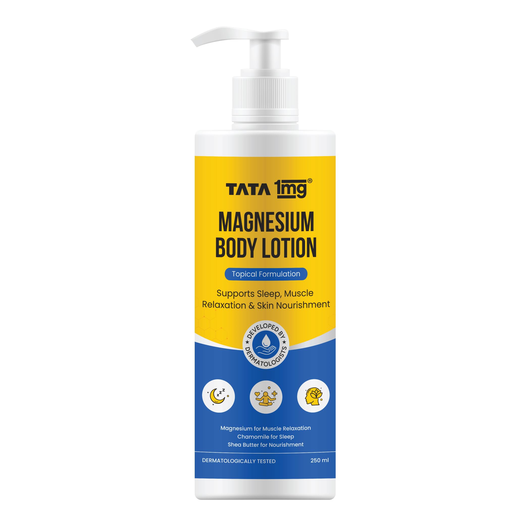 Tata 1mg Magnesium Body Lotion | Topical Body Lotion for Sleep, Muscle Relaxation & Recovery | Enriched with Chamomile, Shea Butter & Vitamin E | Dermatologically Tested | 250ml-image-9