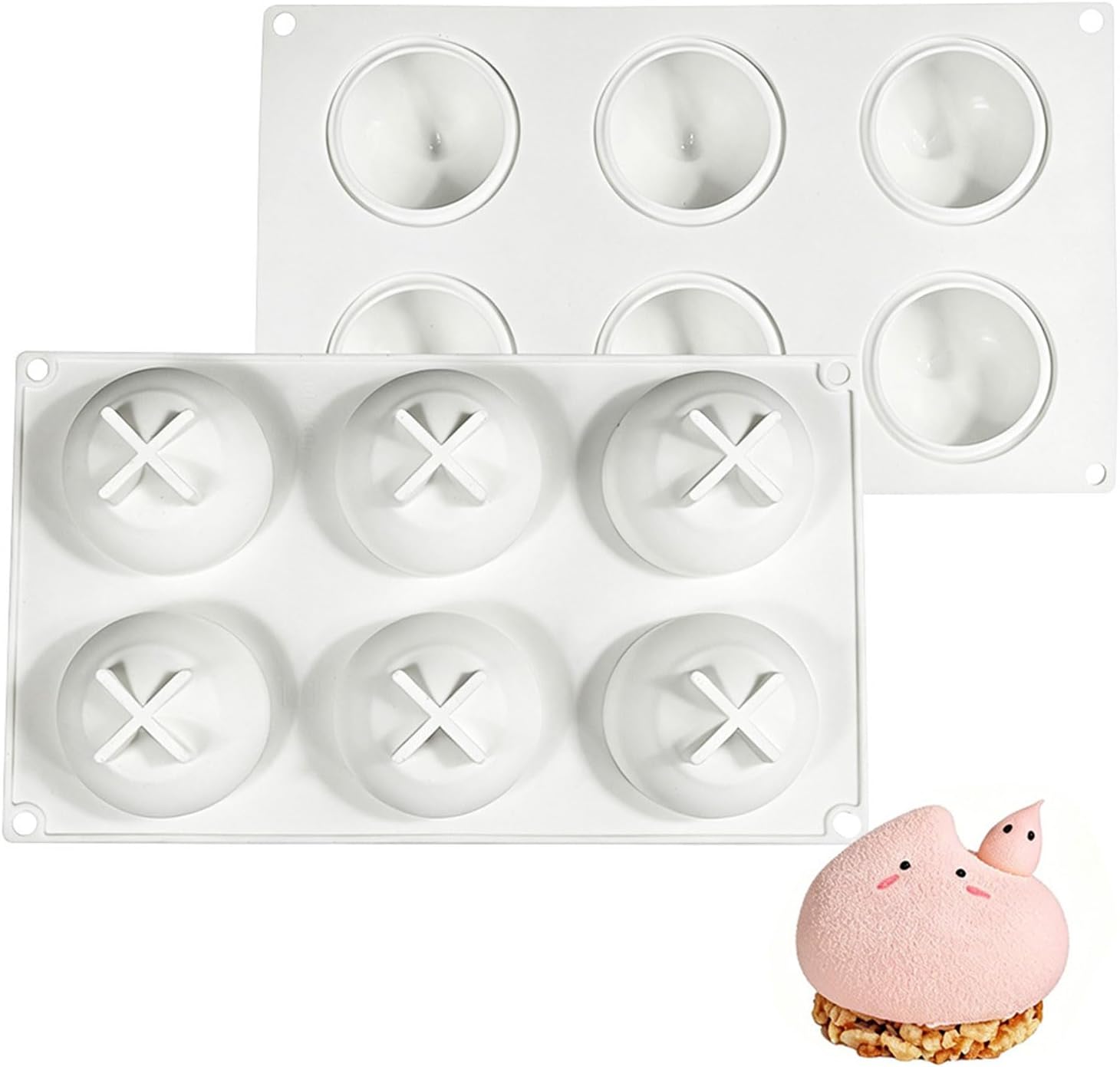 6 Cavity Funny Ghostly Shape Silicone Ideal for Making Halloween Themed Dessert Treats and Freezing Creation Halloween Dessert