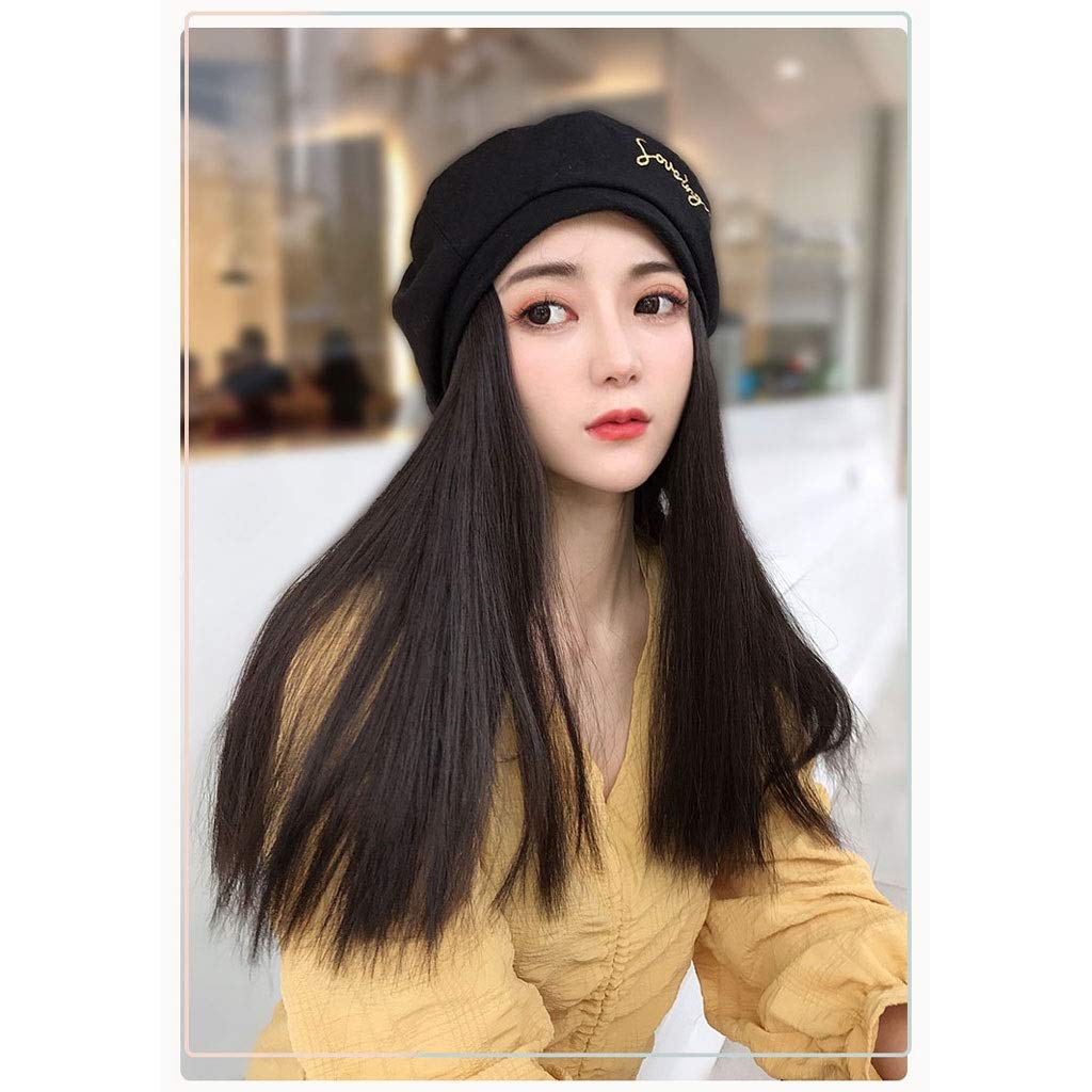 Amazon.co.jp: ブラックベレー帽子ストレート黒髪はガールデイリー党の