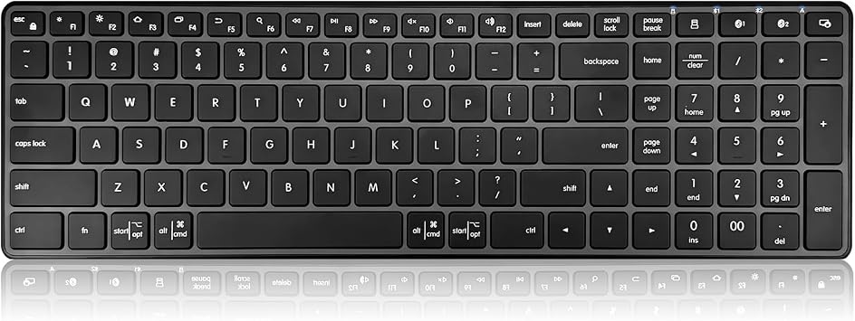 Wireless Bluetooth Keyboard, 3-Device Free Switching 2.4G+BT, Ultra-Slim Compact Wireless Keyboard Quiet Typing for PC/Laptop/Smart TV/Phone,12 Multimedia Keys