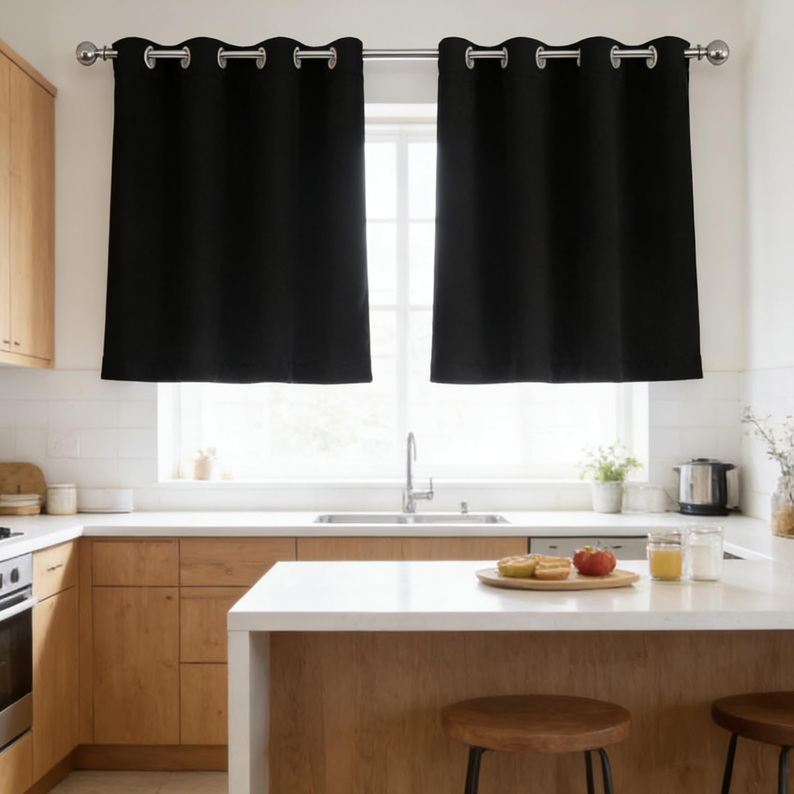 Rideau opaque 270 x 160 cm isolant thermique et phonique pour salon noir