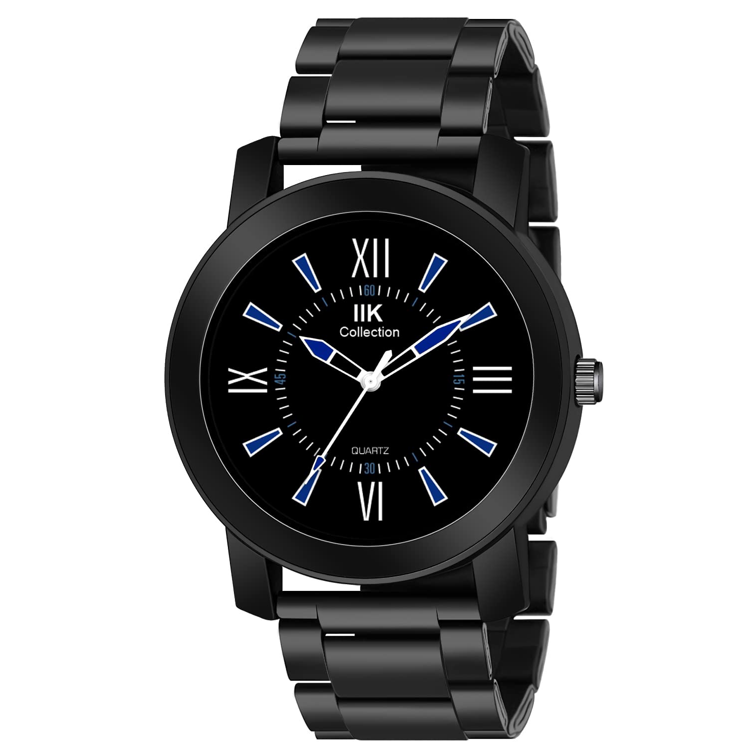 IIK COLLECTION Watches for Men Round Numerical Dial Analogue Men Watch|Long Battery Life|Stainless Steel Bracelet Black Chain with Long Lasting Polish/Adjustable Fixable Silicon Strap|Watches for Boys (B0B3J2XFYS) Amazon Price History, Amazon Price Tracker