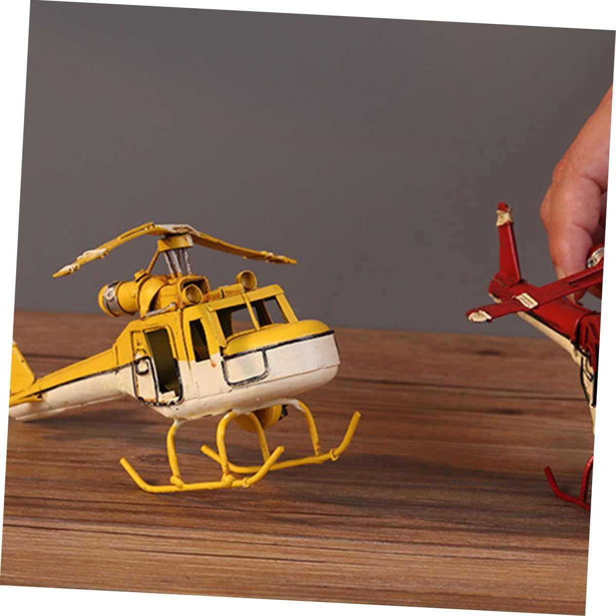 Retro Iron Biplane Model Craft for Home and Office Decor Vintage Yellow Airplane Ornament for Display Aviation Enthusiasts and Collectors