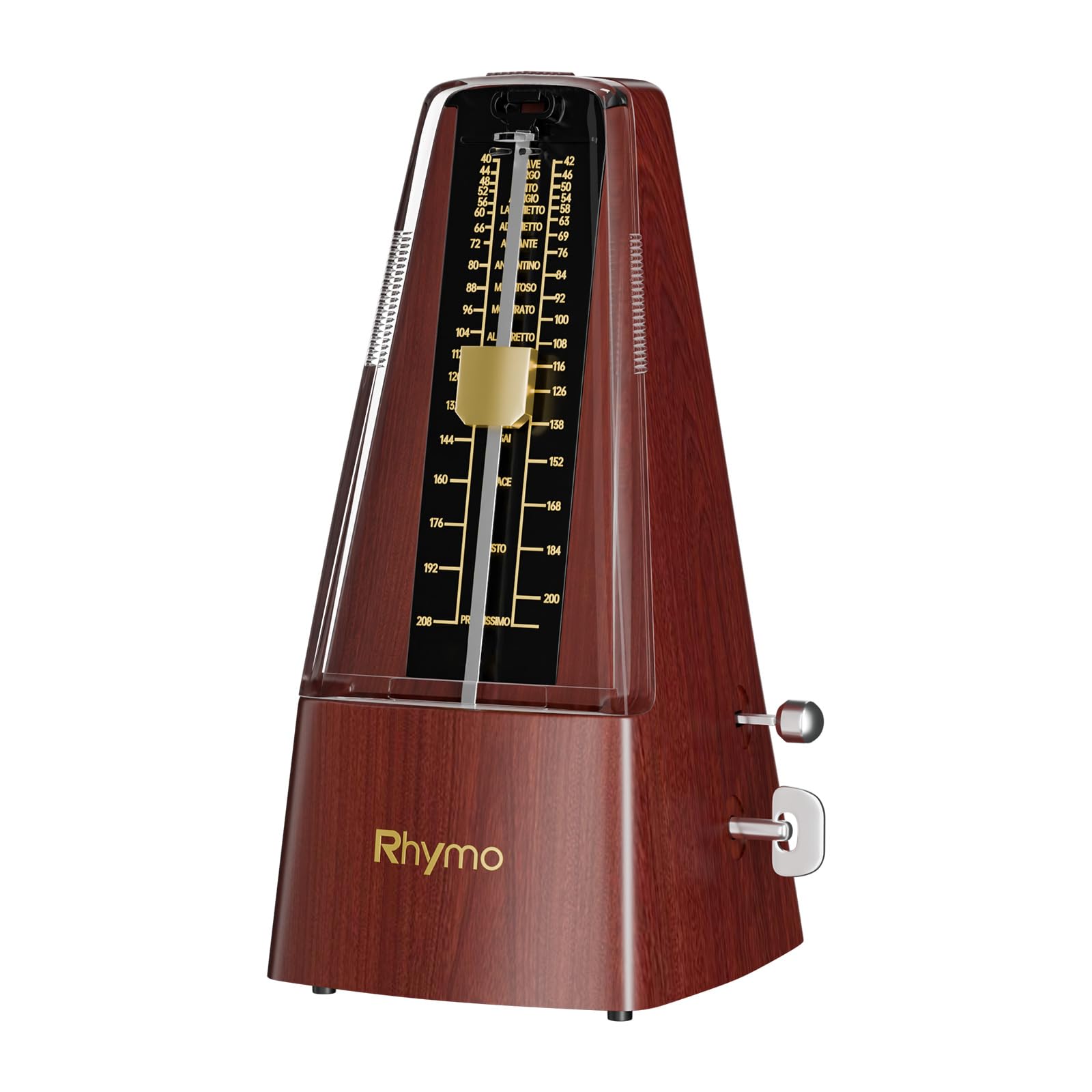 Métronome mécanique pour piano, guitare et batterie, mouvement amélioré, 40-208 BPM avec 4 modes de battement, tempo clair et fort pour débutants et musiciens, design classique à remonter, en bois