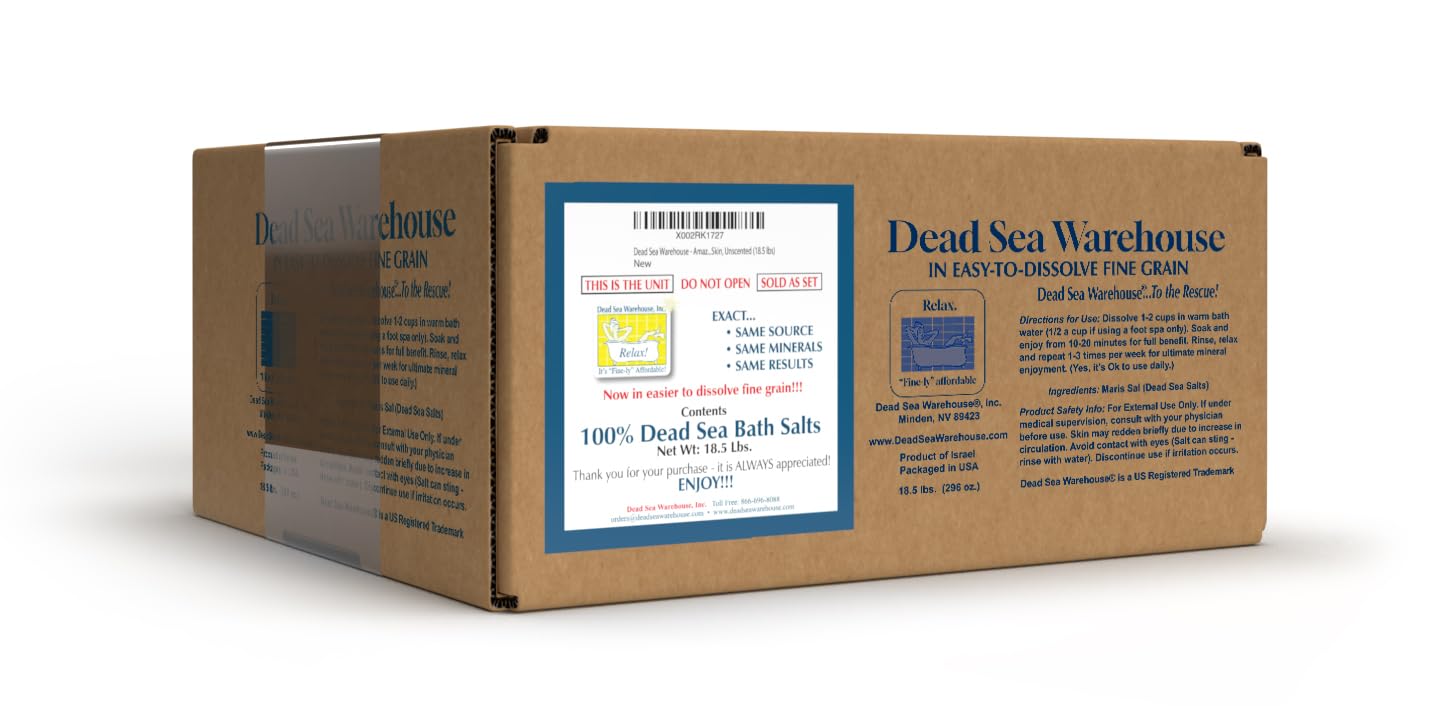 Sponsored Ad - Dead Sea Salts for Soaking - 100% Dead Sea Mineral Bath Salts - Great for Soothing Muscles Aches, Relaxation, Alleviate Skin Issues - Unscented - 18.5 LBS