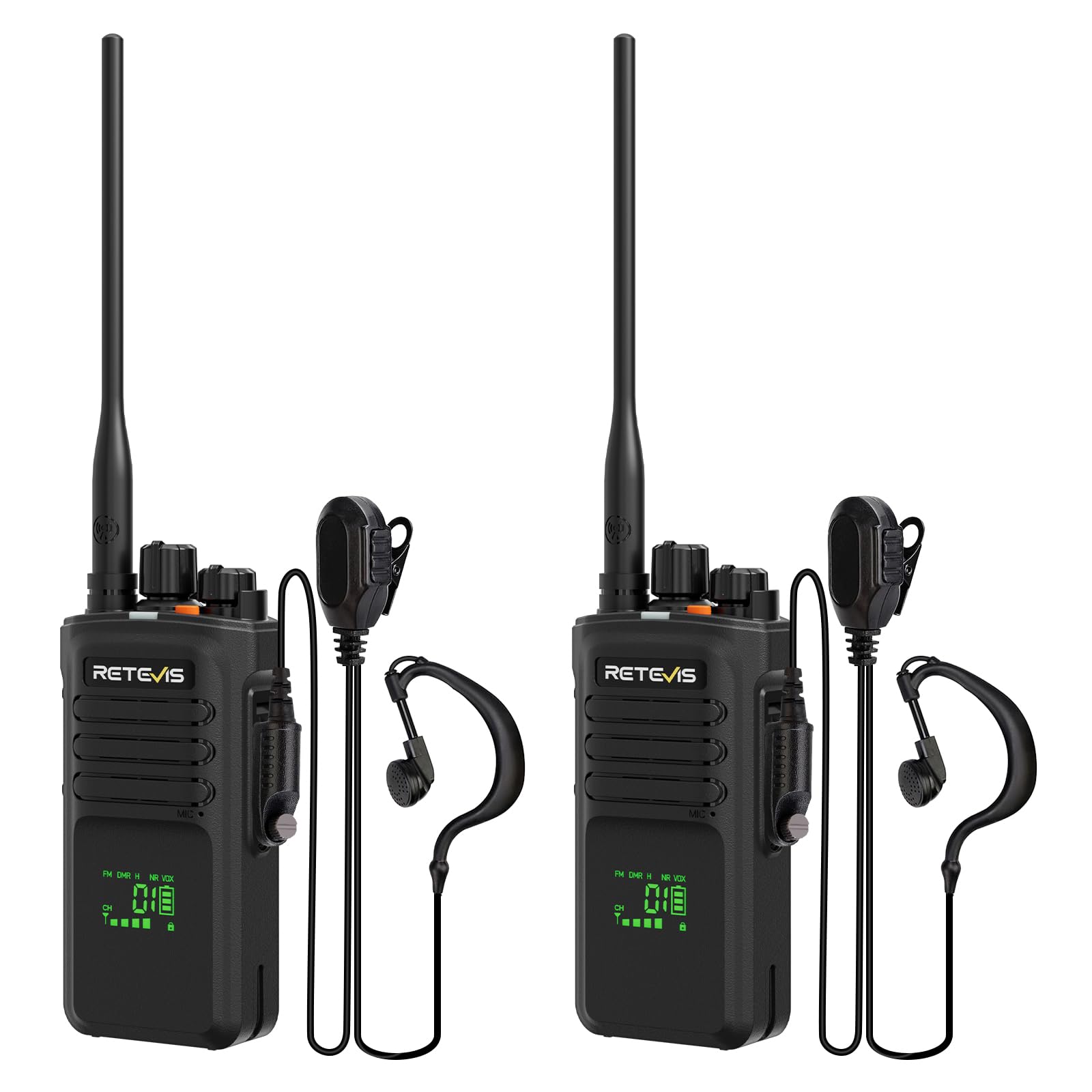Retevis NR40 Radiotelefon o Dużej Wytrzymałości, Cyfrowe i Analogowe Krótkofalówki, Wodoodporność IP67, Połączenia Grupowe, AES256, Wytrzymałe Radio na Duże Imprezy (Czarne, 2 Opakowania)