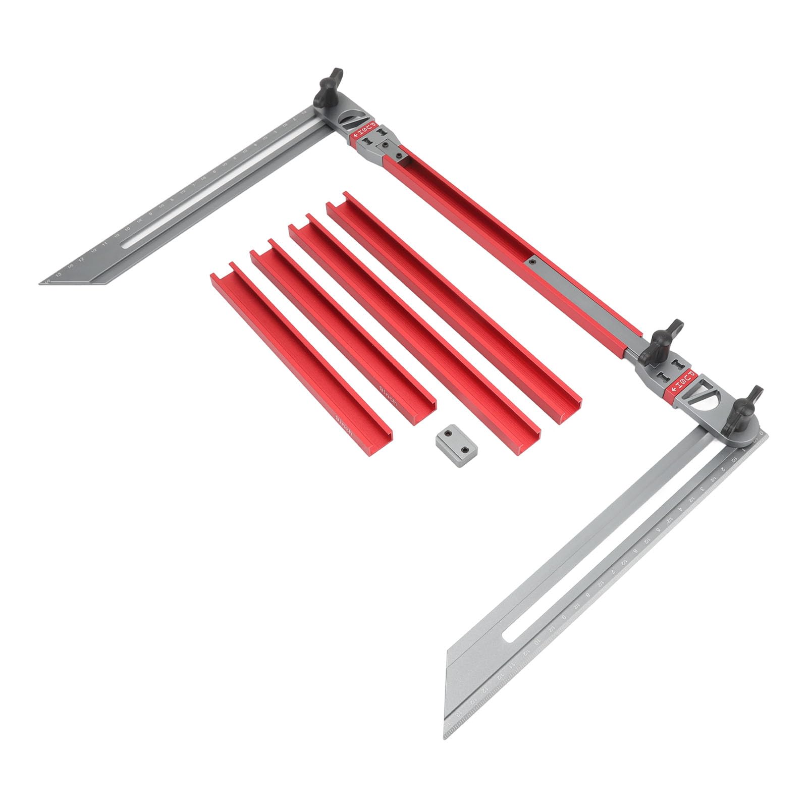 Stair Tread Gauge, Aluminum Alloy Stair Tread Measuring Tool Jig with Accurate Angle Measurement for DIY Template and Installation Layouts, Supports Many Types of Layout Projects