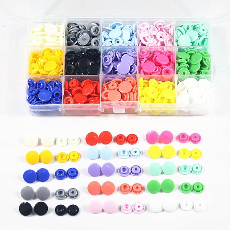 1Set Metal Press Pliers Tools Used for T3 T5 T8 Kam Button Fastener Snap Pliers+150 Set T5 Plastic Resin Press Stud Cloth Diaper - (Color: 150 Buttons)