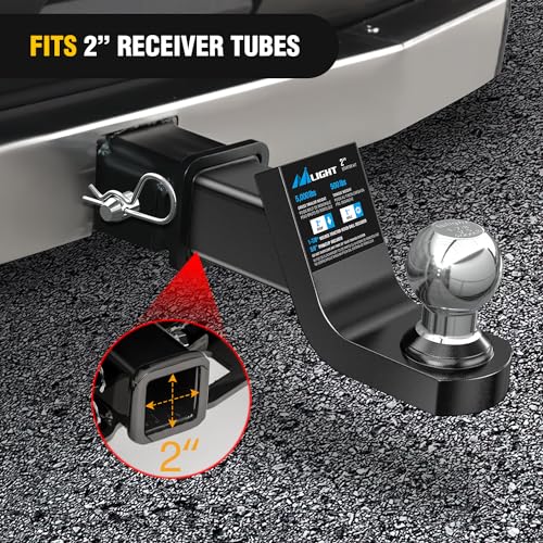 Image of Nilight Weled 1-7 /8 inch Hitch Ball Mount, 2 inch Drop Fits 2 inch Trailer Receiver 5,000 lbs Tow Hitch with Pin