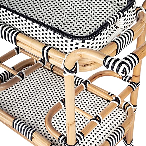 Beaumont Lane Black & White Rattan Bar Cart #TOP5
