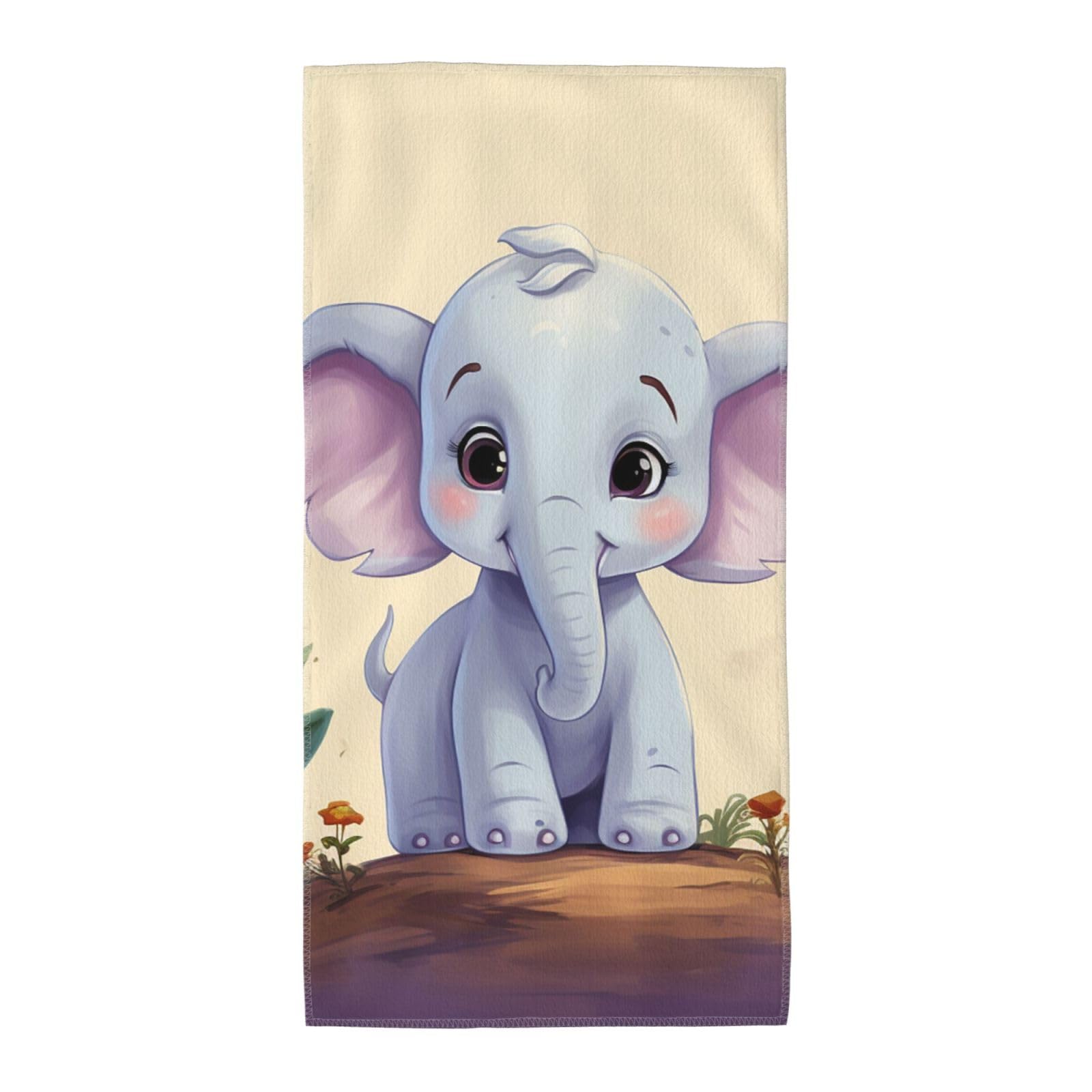FekiLoot Absorbent Hand Towels 13.8"X27.5" Decorative Bathroom Towel Soft Microfiber Face Towel Cute Elephant Dish Kitchen Towels for Bathroom Kitchen Hotel Spa Bath Towels