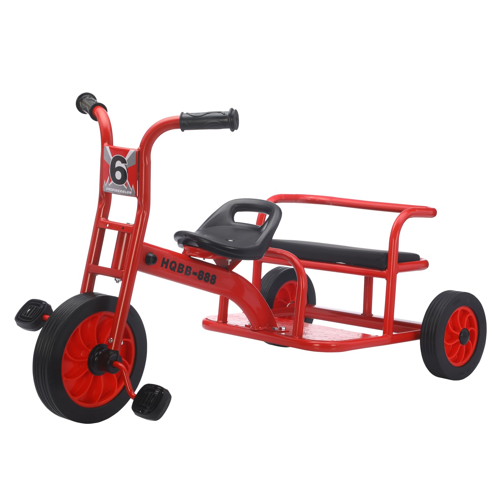 Kids Tricycle for Ages 2-8, Kids Trike Bike, Preschool Daycare Tandem Tricycle with Adjustable Seat, Airless Rubber Tires and Rear Padded Seat, Gift