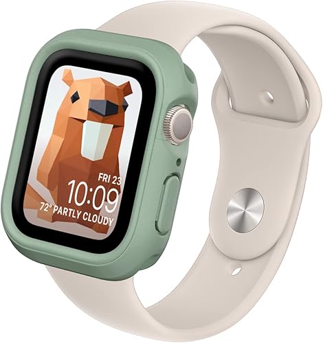 RhinoShield Funda protectora delgada, ligera y absorbente de golpes, compatible con Apple Watch Series 9, 8 y 7, 1.772 pulgadas, color verde salvia