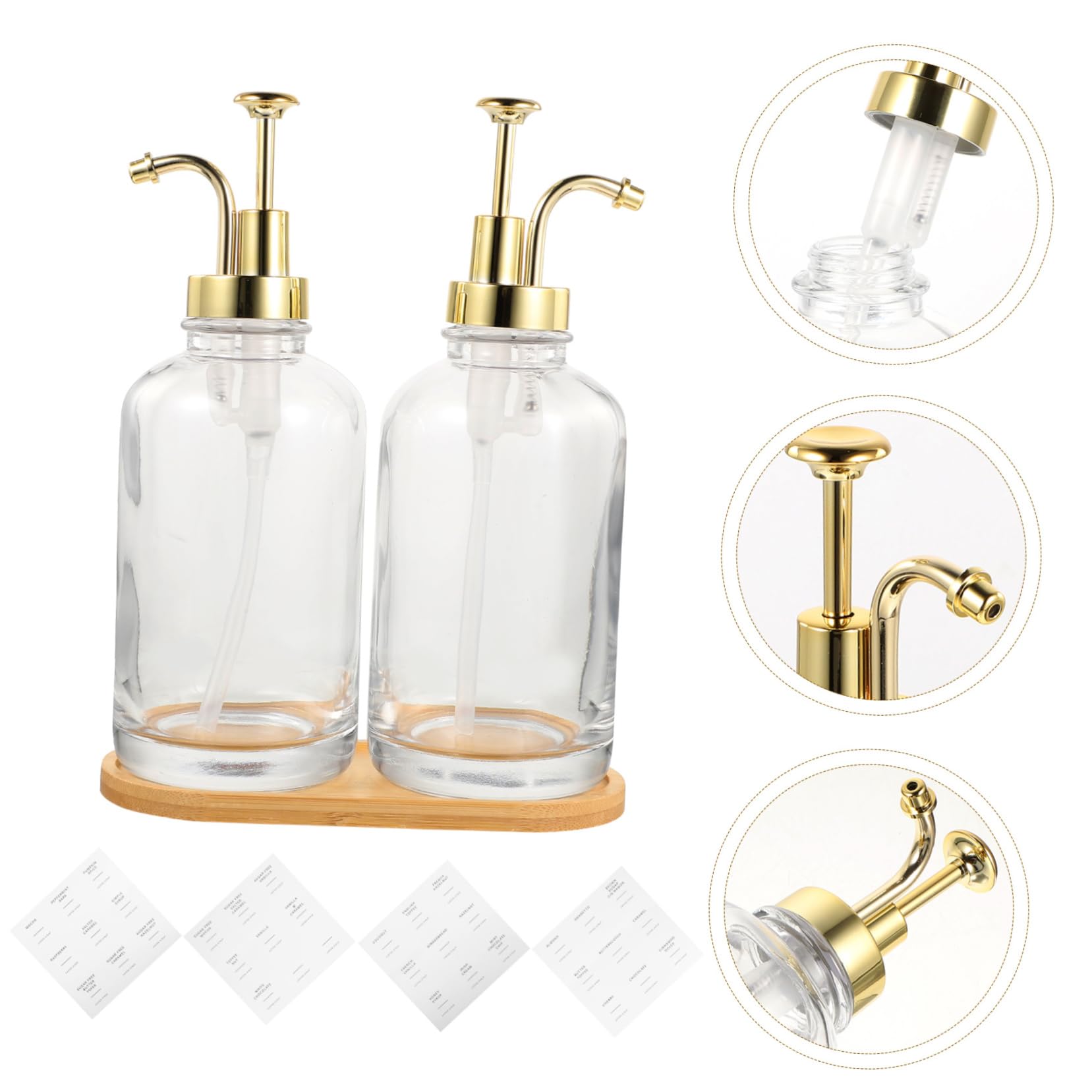 Healeved Distributeur De Sirop Pour Café Bouteille De Sirop Transparente Avec Pompe Accessoire De Bar à Café Organisateur De