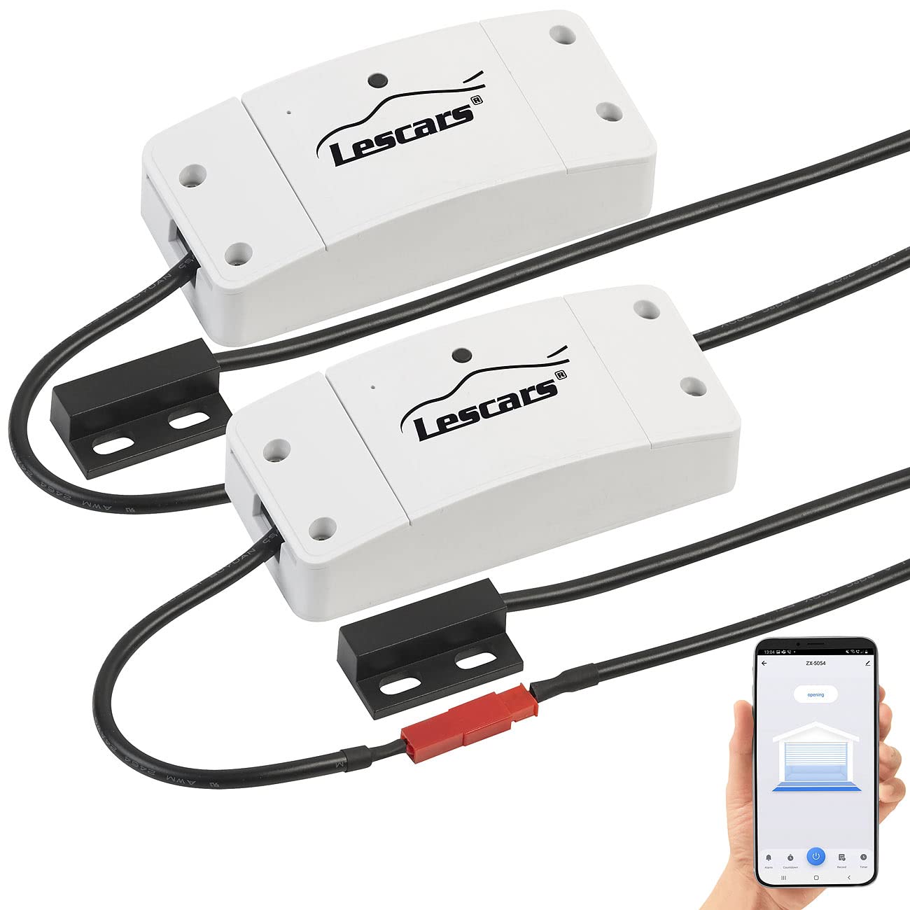 Lescars Garagentoröffner WLAN: 2er-Set WLAN-Garagentor-Steuerung mit App, Timer- & Countdown-Funktion (WLAN Garagentoröffner nachrüsten, WLAN-Taster Garagentor, Funkfernbedienung)