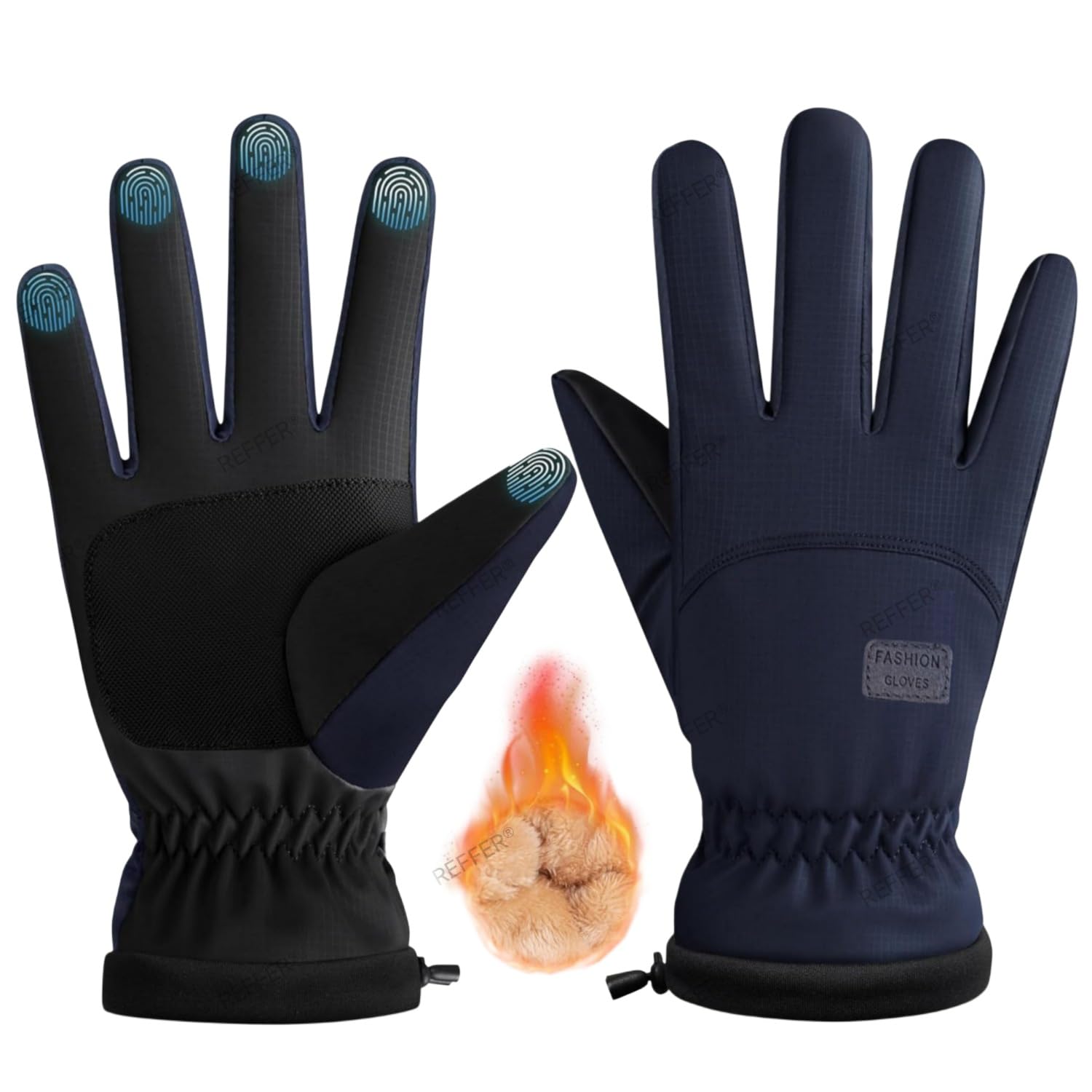 Winter Gloves for Men and Women, Full Hand Touchscreen Winter Gloves, Warm Gloves Cold Weather Gloves Snow Ski Gloves Windproof, Water Splash-Proof Anti-Slip (Navy Blue, One Size)-image-22
