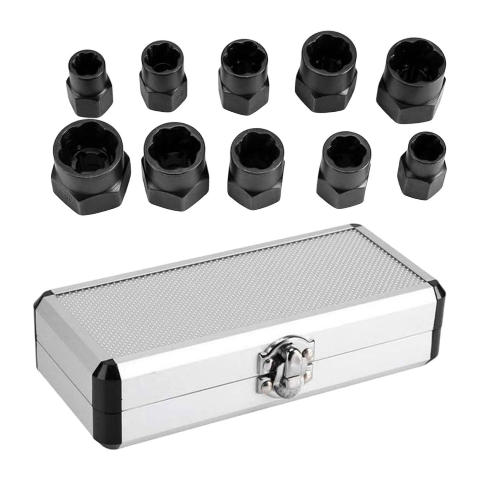 Industrial Spiraled Nut Remover for Seized Fasteners 9-19mm Rustproof Tool Case Heavy Dutys Wrench Socket