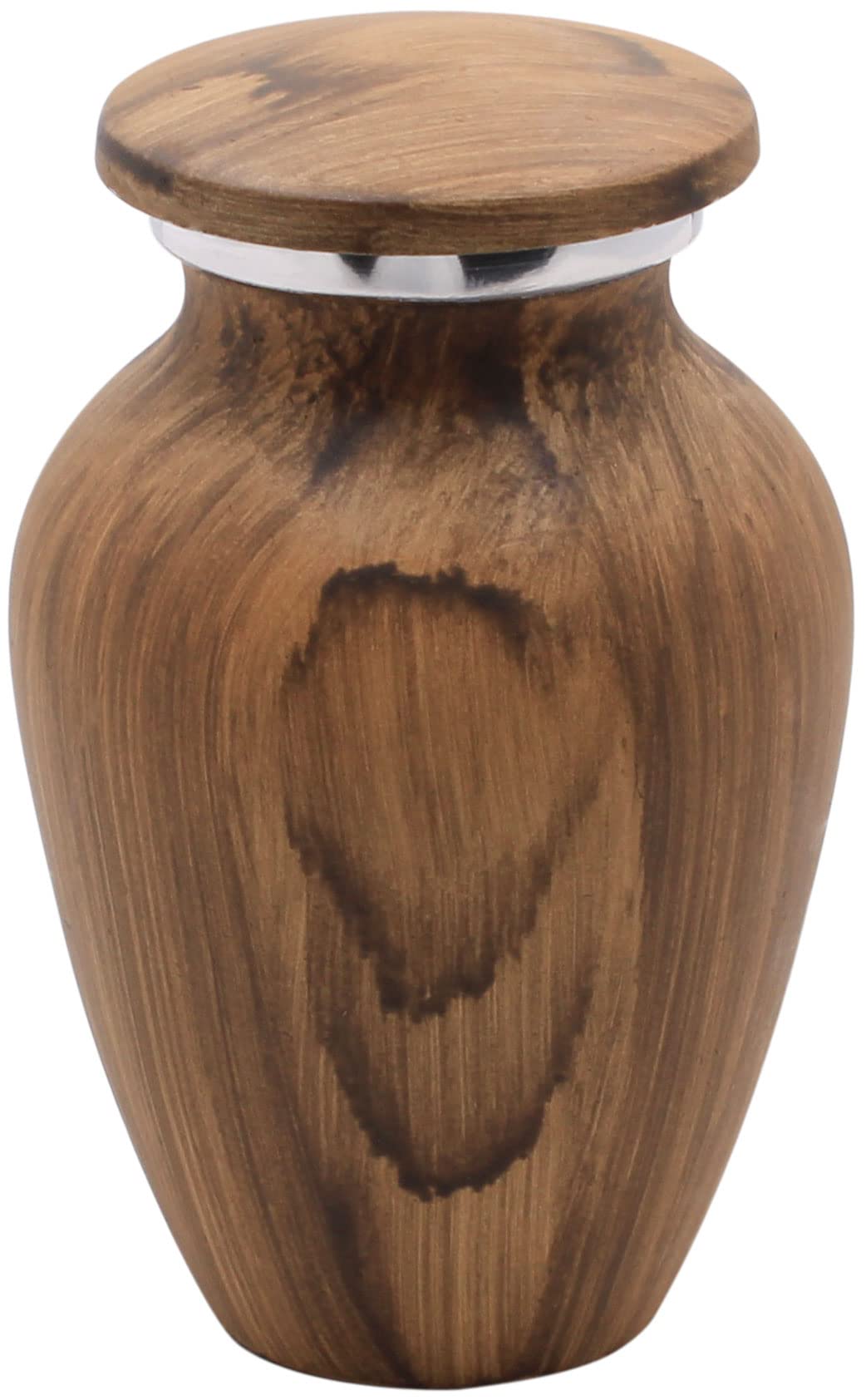 Oak Wood Finish Keepsake Cremation Urn for Ashes - Aluminum Urn with Painted Oak Wood Finish - 3 Cubic Inch Capacity [2.5 tablespoons of cremains] - for The Sharing of Ashes