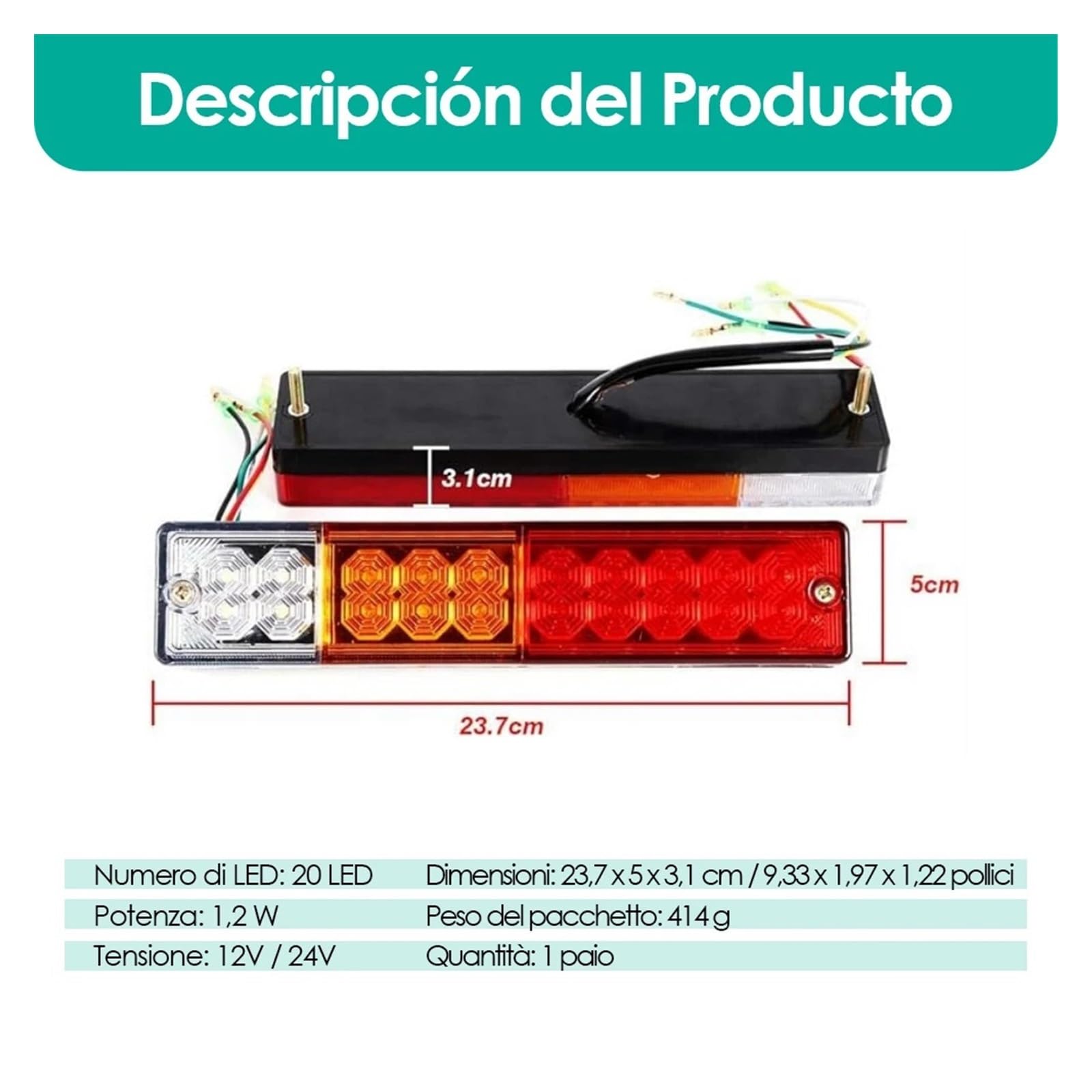 Trasera 12V Y 24V para Coche Camión Remolque Furgoneta Freno Parada Luces Indicadoras Traseras De Marcha Atrás Lámpara Señal Giro 2 Uds. Luz de Frenos