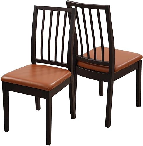 Miniatura 5 de YISUN Juego de 6 fundas para asiento para silla, de piel sintética, impermeables, para sillas de comedor, fundas elásticas para sillas de comedor,