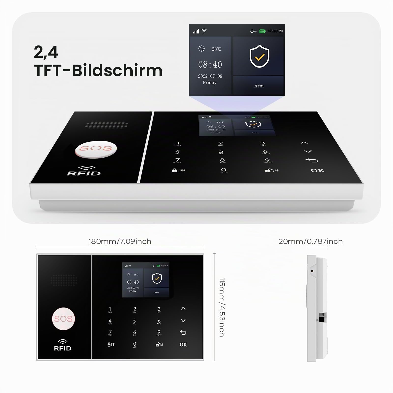 PGST GSM WiFi Funk Alarmanlage Haus - Smartphone App und SMS/Anruf - mit Sirene Fenster Türsensor Bewegungsmelder Fernbedienungen RFID,Funktioniert mit Alexa