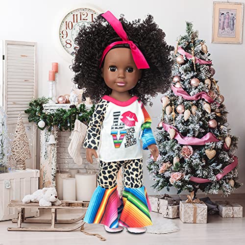 Muñeca bebé negra de 14.5 pulgadas con accesorios miniatura 5