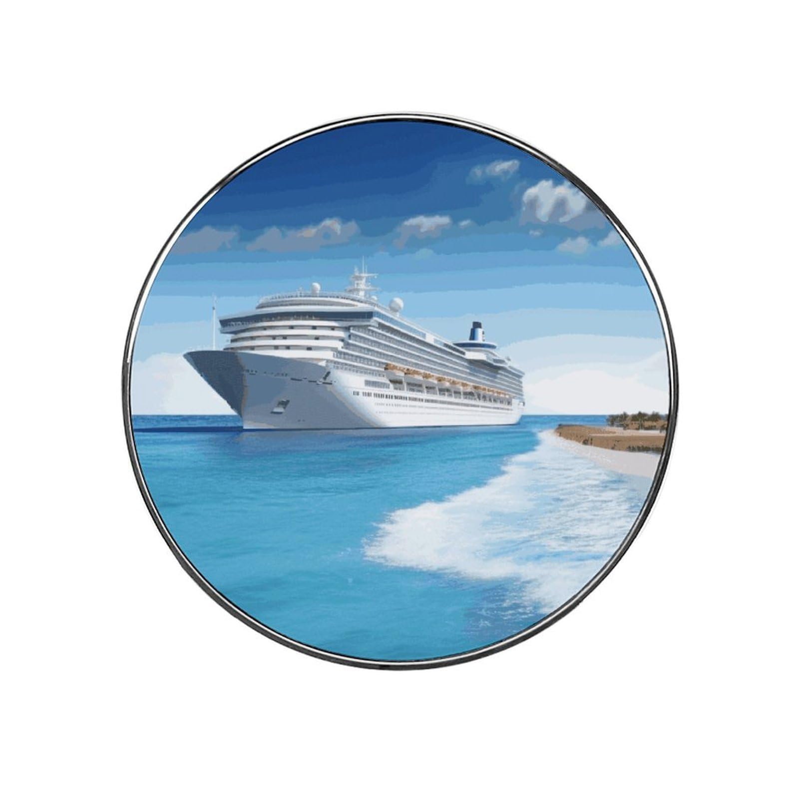 Adfgyerh Style Seaside Cruise Ship Refrigerator Magnets Circular Design，Stickers Home Decorations，Fridge Magnets For Fridge Plant Lovers Kitchen Office Locker Whiteboard Car Garage Decor.