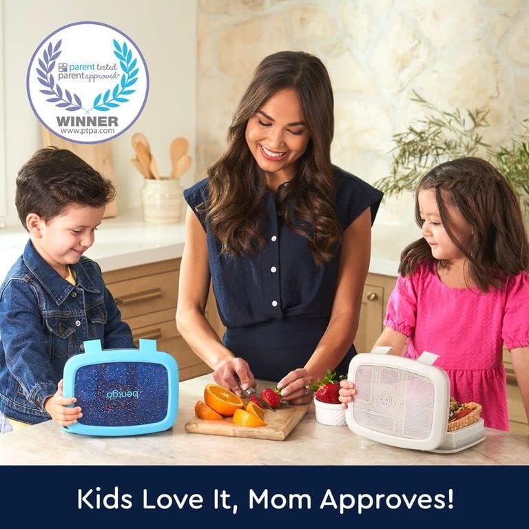 Bentgo Kids 5-Compartment Lunch Box - Confetti Design for School, Ideal for Ages 3-7, Leak-Proof, Drop-Proof, Dishwasher Safe, & Made with PFAS & BPA-Free Materials (Confetti Edition - Abyss Blue) - Image 4