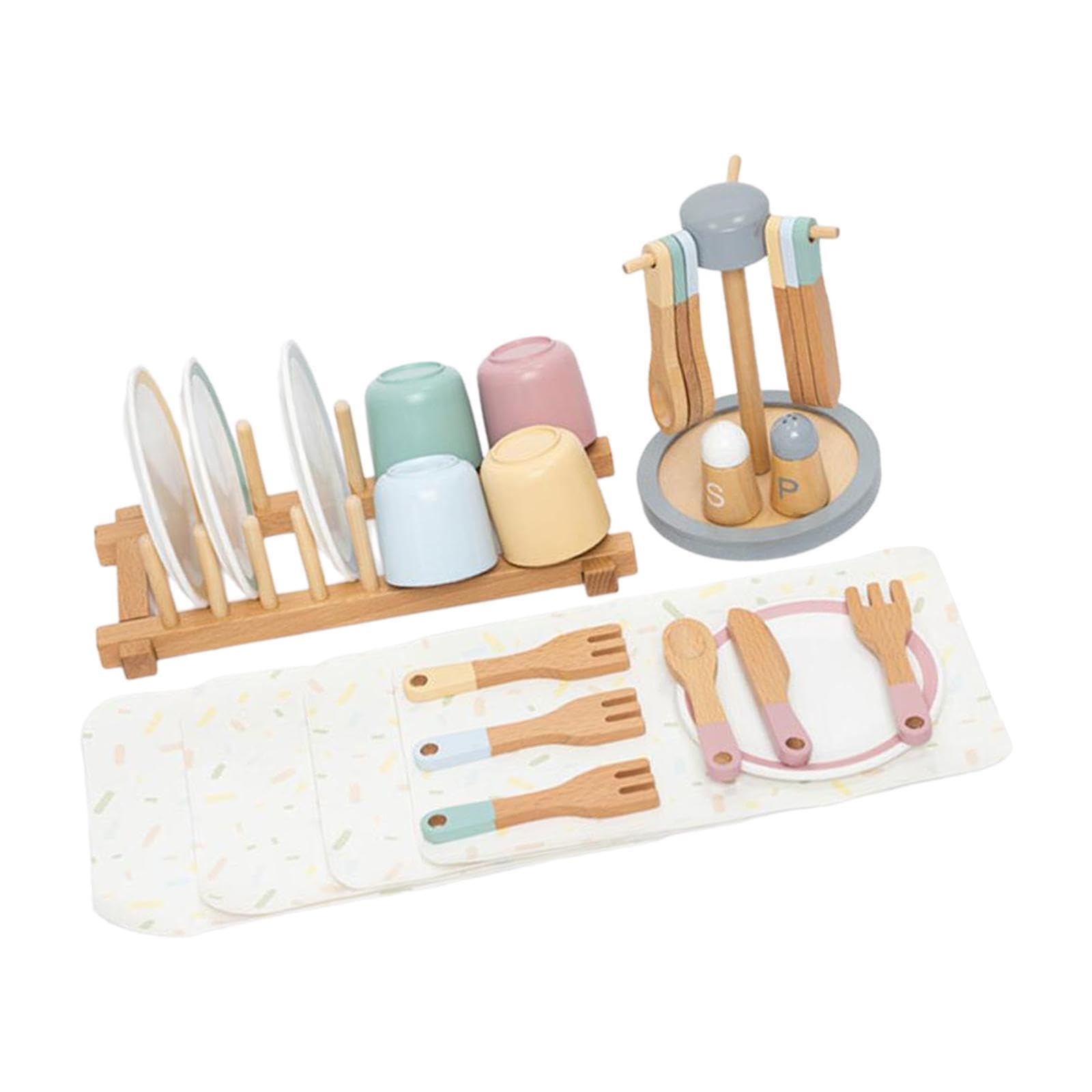Assiettes en Bois pour Jeux de rôle, pour Les Filles. Favorise la Reconnaissance des Couleurs et Le développement des compétences