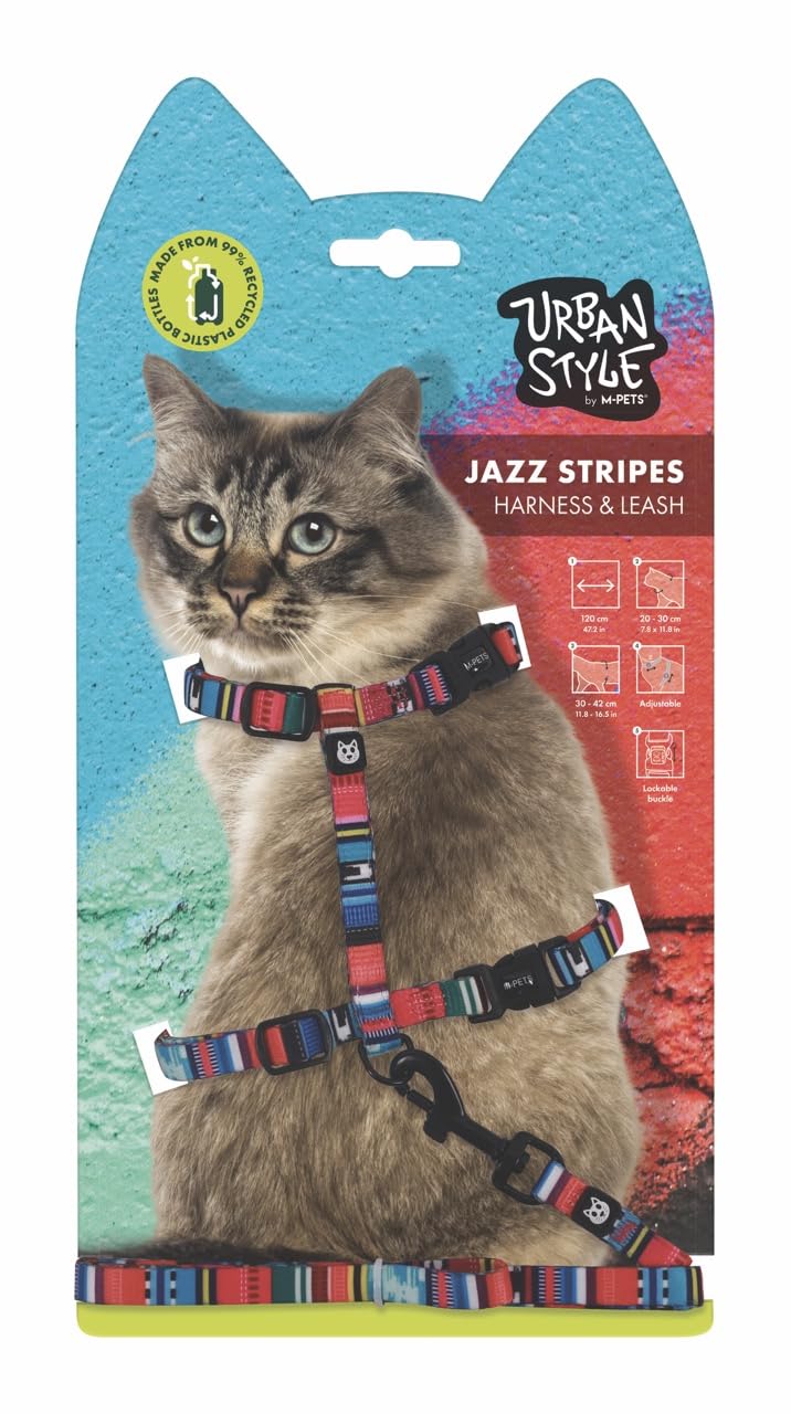 M-PETS URBAN STYLE JAZZ STRIPES KEDİ GÖĞÜS TASMASI SET
