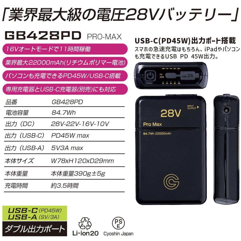 Amazon.co.jp: 長信ジャパン 2025 モデル GB-POWER 28V ファン