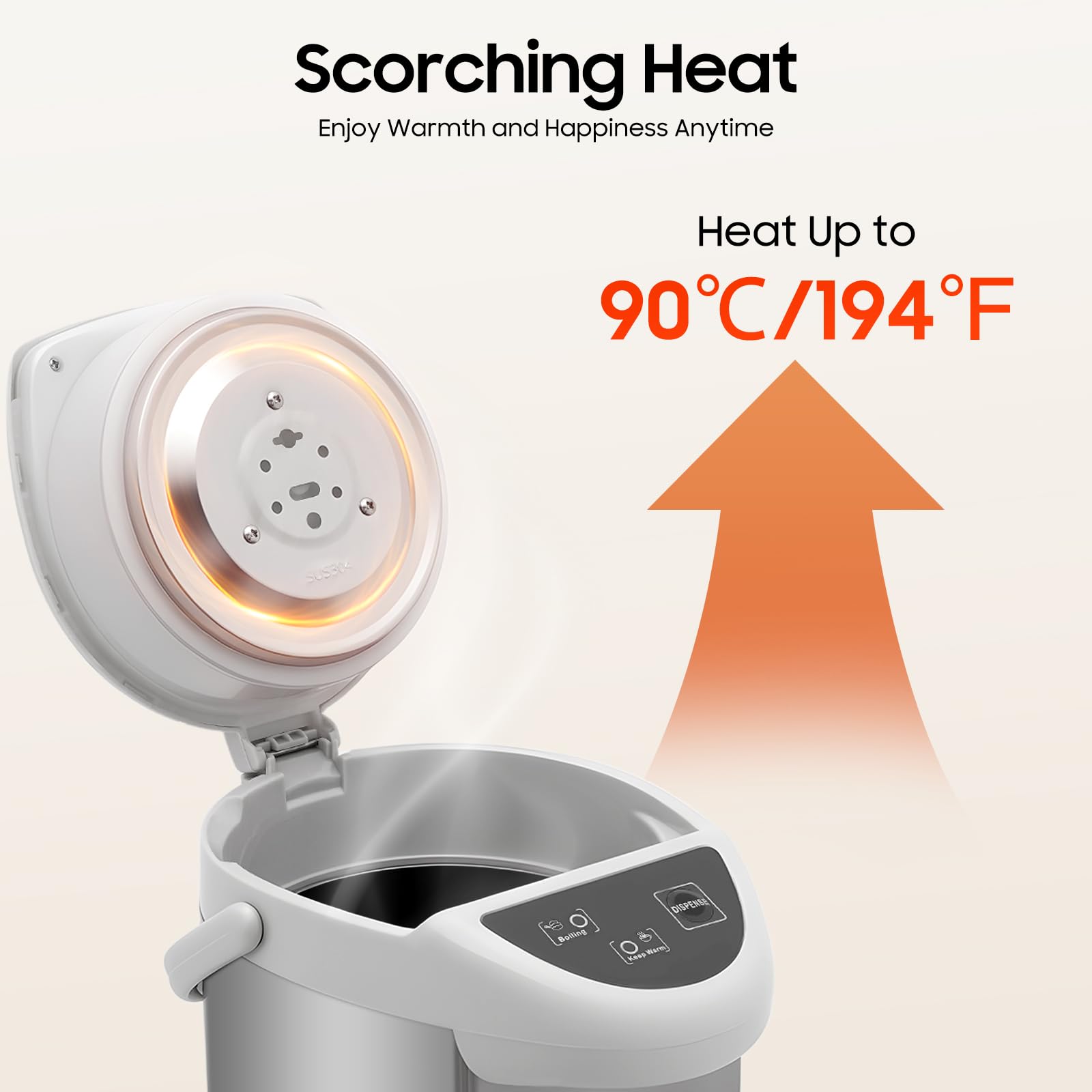Thermopot - Distributeur d'eau chaude - 4 l - En acier inoxydable - Avec fonction de maintien de la chaleur - Gris