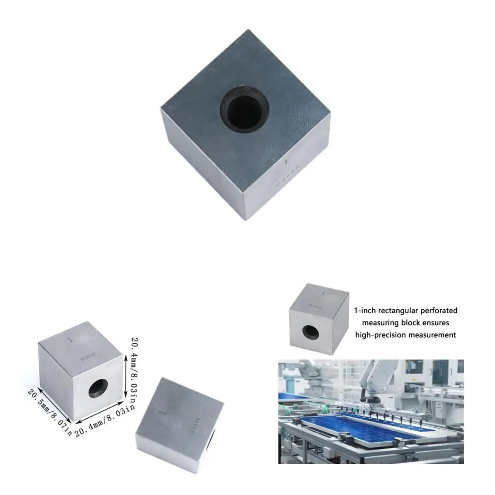 Bloques de calibración, Bloque patrón de acero al carbono industrial, instrumento calibración rectangular con orificio central for el cuidado equipos taller