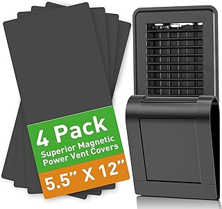 Magnetic Vent Covers for Home Floor, Wall and Ceiling Vent Register, Black Vent Covers 5.5'' X 12'' for Complete Seal, Vent Cover to Block Air, for RV, Air Conditioning, HVAC and AC Vents, 4 Pack