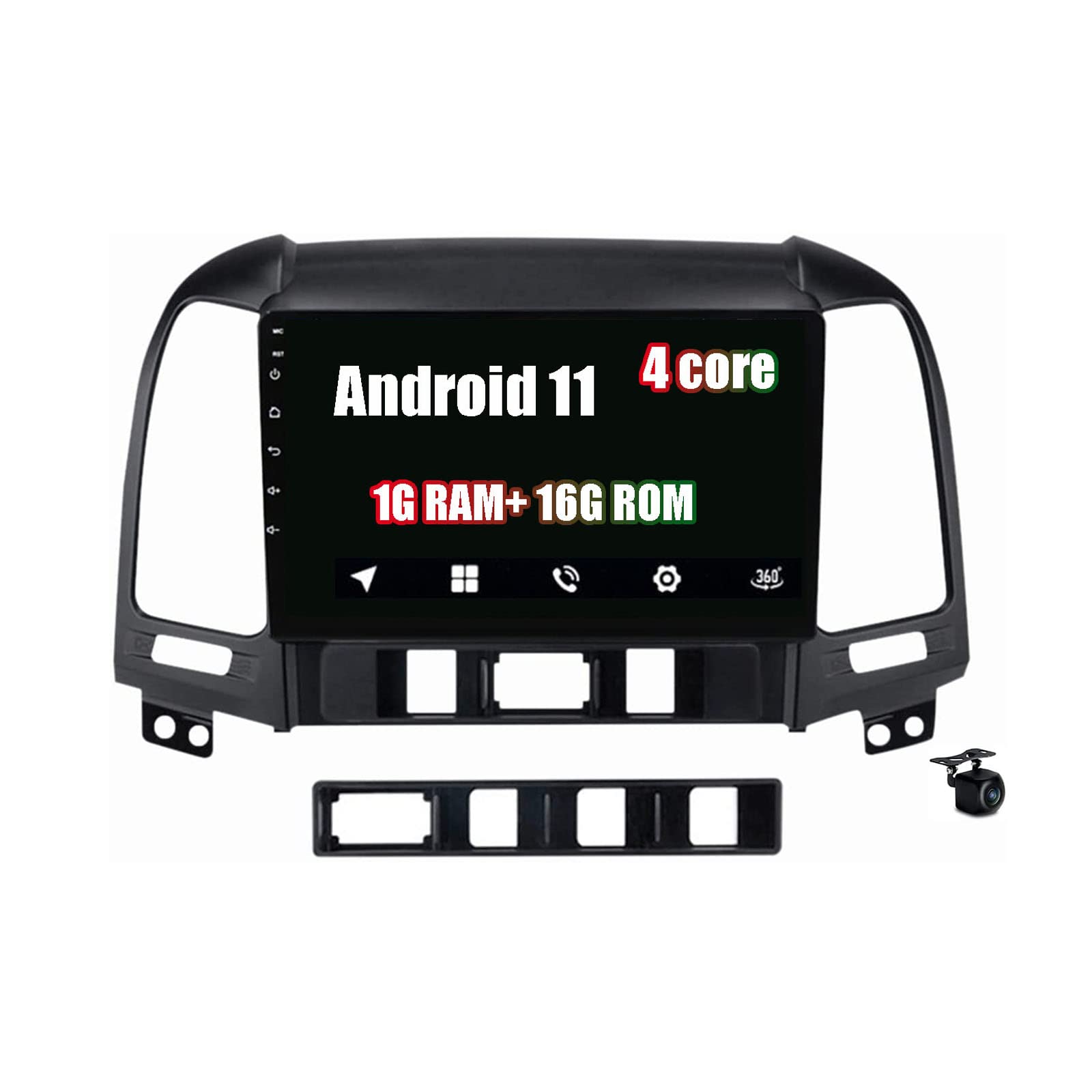 Autoradio Android 11 Carplay pour Hyundai Santa Fe 2005-2012 avec commande au volant Dab+