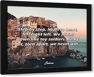 ArtDirect ArtsyQuotes Art Print with Customization Framed or UnFramed Quote: Step by step, heart to heart, left right left. We all fall down like toy soldiers. Bit by bit, torn apart, we never win.